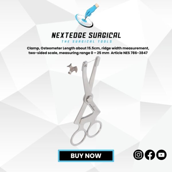 Clamp, Osteometer Length about 15.5cm, ridge width measurement, two-sided scale, measuring range 0 – 25 mm  Article NES 786-3847