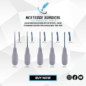 LUXATING ELEVATORS SET OF 10 PCS – BLUE TITANIUM COATED TIPS Article NES-786-1021