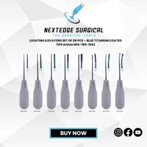 LUXATING ELEVATORS SET OF 08 PCS – BLUE TITANIUM COATED TIPS Article NES-786-1043