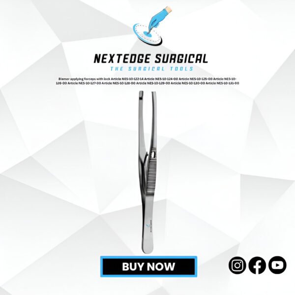 Biemer applying forceps with lock Article NES-10-122-14 Article NES-10-124-00 Article NES-10-125-00 Article NES-10-126-00 Article NES-10-127-00 Article NES-10-128-00 Article NES-10-129-00 Article NES-10-130-00 Article NES-10-131-00