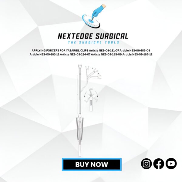 APPLYING FORCEPS FOR YASARGIL CLIPS Article NES-09-181-07 Article NES-09-182-09 Article NES-09-183-11 Article NES-09-184-07 Article NES-09-185-09 Article NES-09-186-11